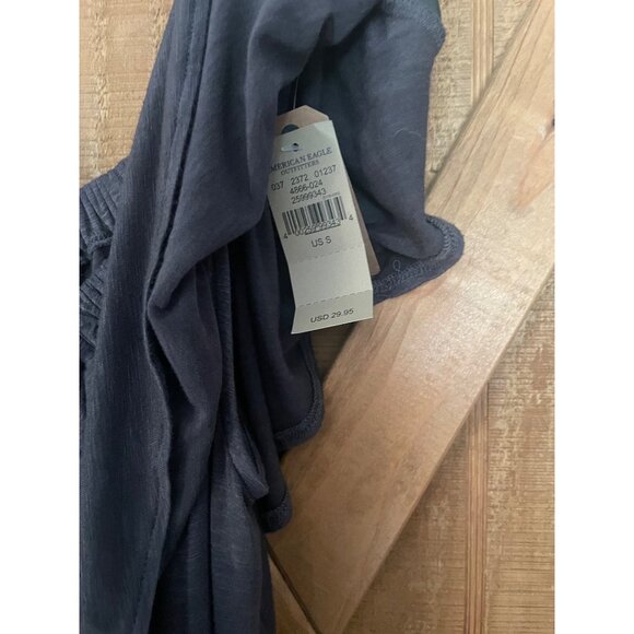 American Eagle Soft & Sexy Off-Shoulder Faux Button-Front Top Gray Dressy Casual - Picture 5 of 7